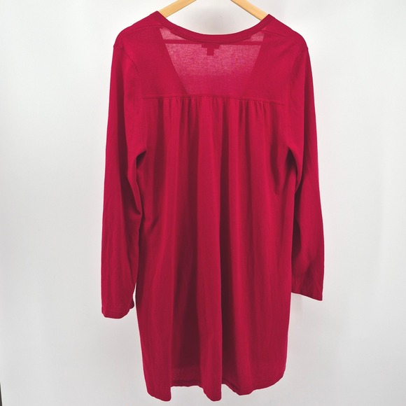 J.Jill Red Button Front Longline Cardigan Sweater Pockets Sz L Capsule Layering‎ - Picture 7 of 10